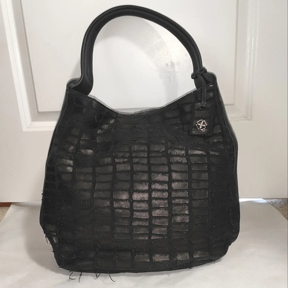 DESMO Large Croc Effect Leather Carrie Hobo